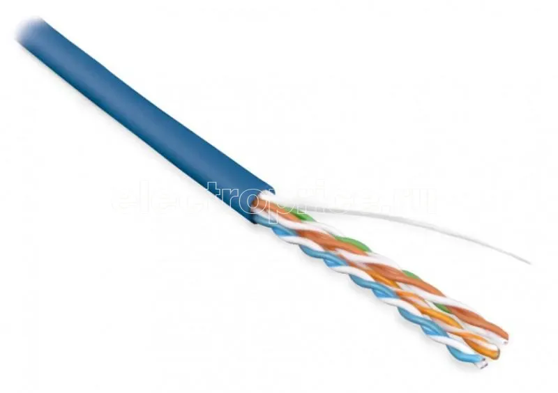 Фото Кабель витая пара неэкранир. U/UTP кат. 5e 4 пары (24 AWG) ож (solid) PVC -20град.C-+75град.C гарантия: 15 лет компонентная 25 лет системная UUTP4-C5E-S24-IN-PVC-BL-100 С (уп.100м) Hyperline 443600