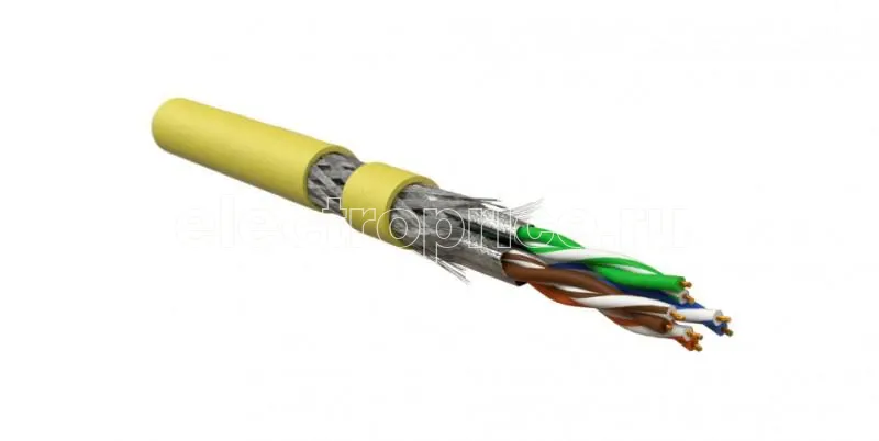 Фото Кабель для сетей Industrial Ethernet кат. 7 4х2х26 AWG многопров. жилы (patch) S/FTP LSZH ISFTP4-C7-P26/7-LSZH-YL Ж (уп.500м) Hyperline 444012