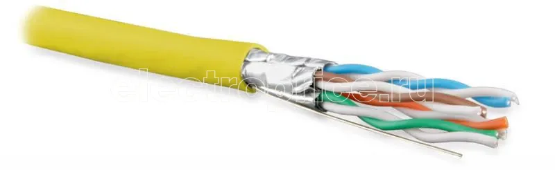 Фото Кабель витая пара U/FTP кат. 6A (10GBE) 4 пары (23AWG) ож (solid) каждая пара в экране без общего экрана PVC UFTP4-C6A-S23-IN-PVC-YL-500 Ж (уп.500м) Hyperline 445120