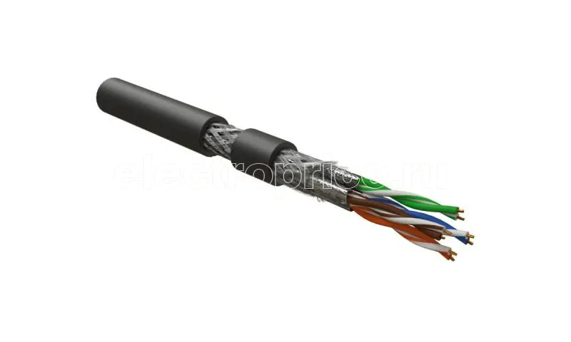 Фото Кабель для сетей Industrial Ethernet кат. 6 4х2х23 AWG многопров. жилы (patch) S/FTP SHF2 ISFTP4-C6-P23/7-SHF2-BK Ч (уп.500м) Hyperline 444079