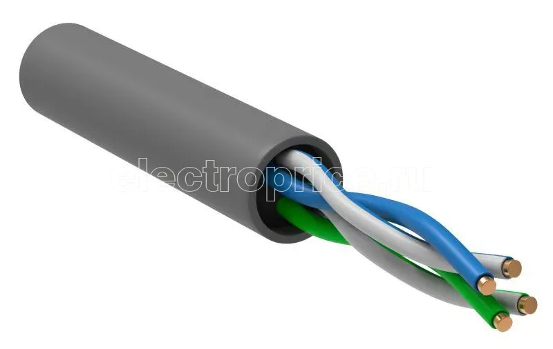 Фото Кабель связи витая пара U/UTP кат.5е 2х2х24AWG solid LSZH сер. РФ (уп.305м) ITK LC1-C5E02-121-R