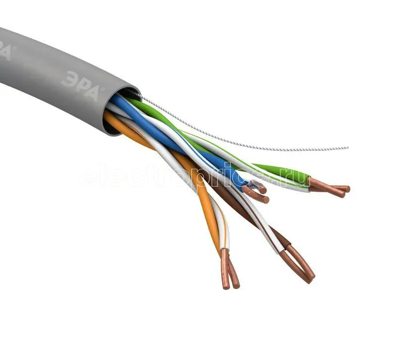 Фото Кабель витая пара U/UTP 4х2х24AWG Cat5e CU PVC SIMPLE (уп.305м) ЭРА Б0044426