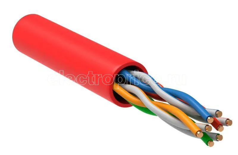 Фото Кабель связи витая пара U/UTP кат.5е 4х2х24AWG solid LSZH красн. (уп.305м) ITK LC1-C5E04-124