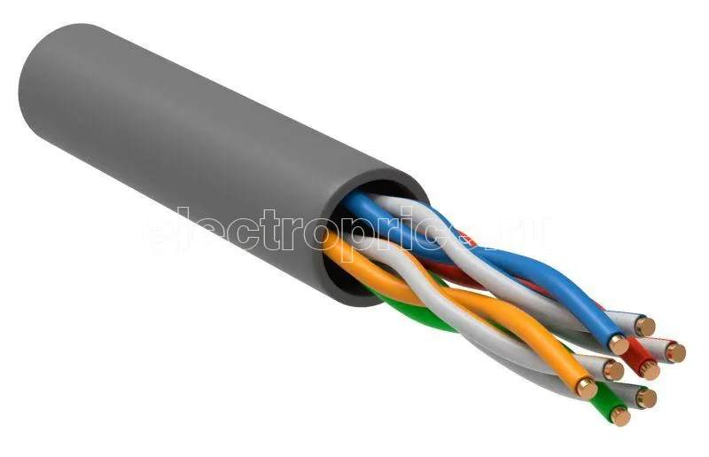 Фото Кабель связи витая пара U/UTP кат.5е 4х2х24AWG solid PVC РФ (305м) сер. (м) ITK LC1-C5E04-111-R