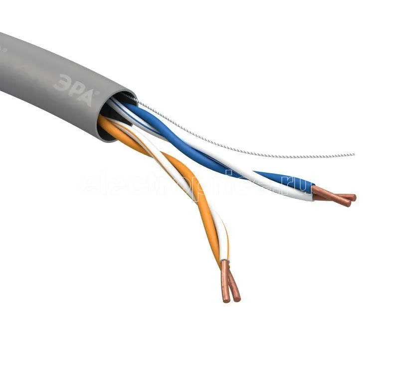 Фото Кабель витая пара U/UTP 2х2х24 AWG Cat5e CU PVC SIMPLE (уп.305м) ЭРА Б0044425