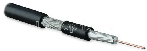 Фото Кабель COAX-RG59-CU-500 коаксиальный RG-59 75Ом жил. - 0.8мм (медь solid) экран - фольга+оплетка (луженная медь 48проц.) +фольга общ. d6.1мм изоляция PVC (бухта 500м) Hyperline 49123