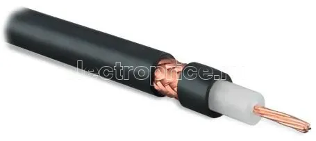 Фото Кабель коаксиальный COAX-RG8-500 RG-8 50Ом жил. - 13 AWG (7х0.72мм) общ. d10.2мм PVC черн. (уп.500м) Hyperline 254846