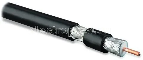 Фото Кабель коаксиальный COAX-RG11 RG-11 75Ом жила - 14 AWG PVC; общ. d10.16мм ПВХ (-20град.C - +80град.C) черн. Hyperline 26440