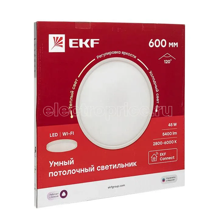 Фото Светильник потолочный Умный 600мм Connect EKF sclwf-600-cct