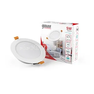 Фото Светильник светодиодный Elementary Downlight 5Вт 4000К 210-240В IP20 430лм 95х38 круг монтаж бел. GAUSS 9100420205