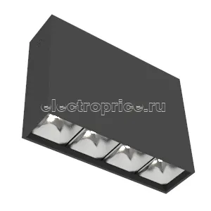 Фото Светильник светодиодный DL-Box Reflect Multi 1х4 10Вт 4000К 150х40х115 накладной 55град. RAL9005 черн. муар диммер DALI VARTON V1-R0-90252-20D55-2001040