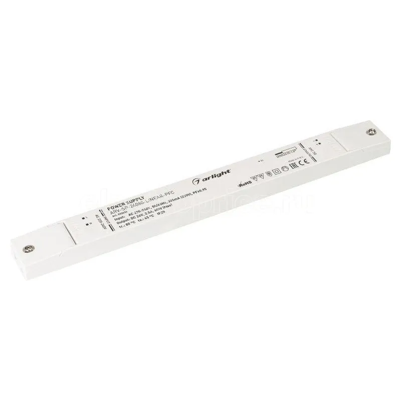 Фото Блок питания ARV-SP-24060-LINEAR-PFC 24В 2.5А 60Вт IP20 пластик 5 лет Arlight 032624