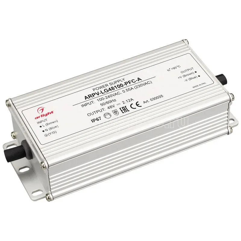 Фото Блок питания ARPV-LG48100-PFC-A 48В 2.12А 100Вт IP67 метал. 5 лет Arlight 030035