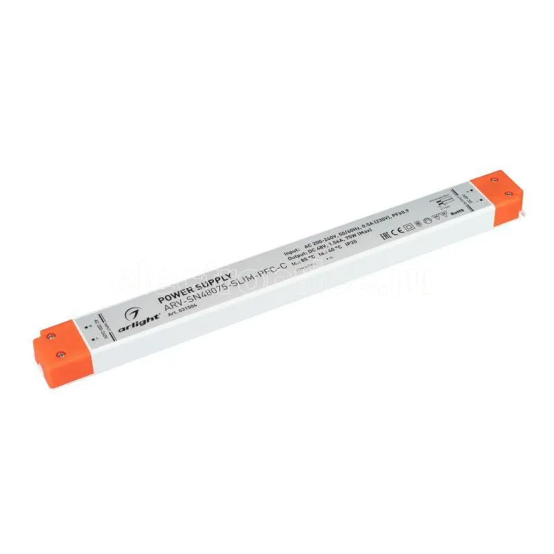 Фото Блок питания ARV-SN48075-SLIM-PFC-C 48В 1.56А 75Вт IP20 пластик 3 года Arlight 031504