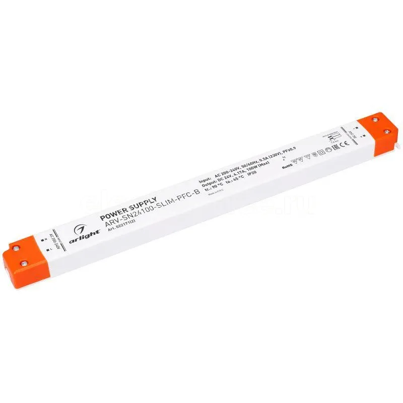 Фото Блок питания ARV-SN24100-SLIM-PFC-B 24В 4.17А 100Вт IP20 пластик Arlight 022171(2)