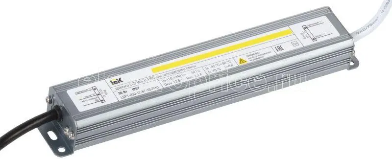 Фото Драйвер LED ИПСН-PRO 5050 30Вт 12В блок-шнуры IP67 IEK LSP1-030-12-67-33-PRO