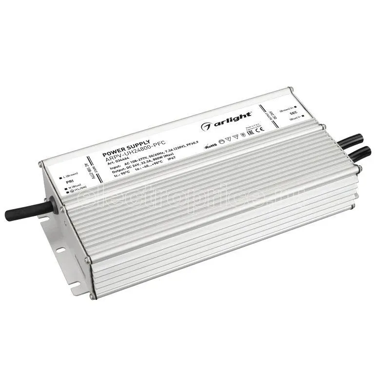 Фото Блок питания ARPV-UH24800-PFC 800Вт 24В 33.3А IP67 метал. Arlight 034464