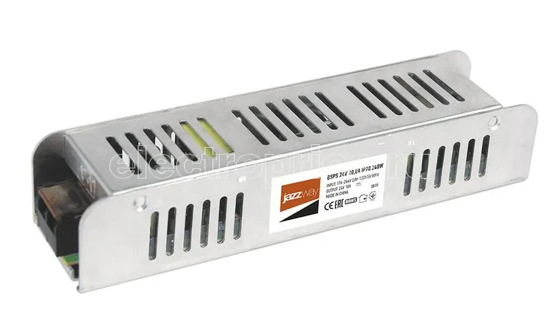 Фото Блок питания для светодиодной ленты 240Вт 10А 24В IP20 BSPS метал. JazzWay 5024250