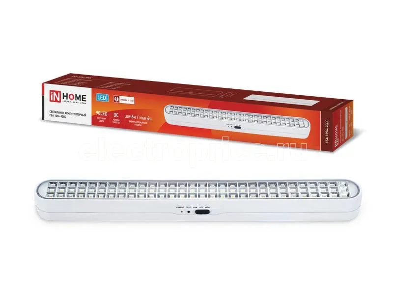 Фото Светильник светодиодный СБА 1094-90DC 90LED 2.0А.ч lithium battery DC аварийный IN HOME 4690612029467