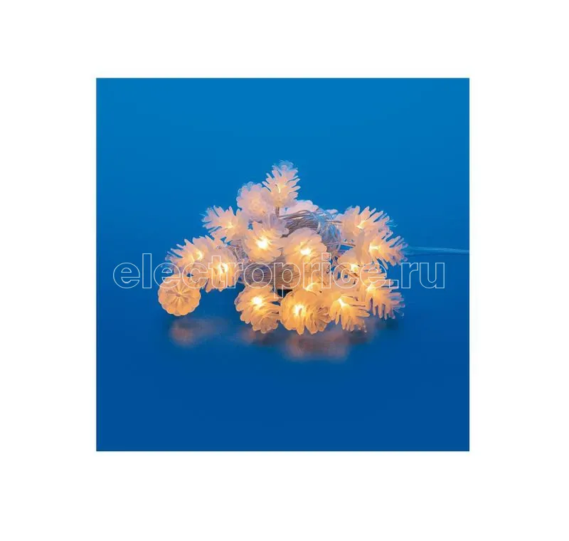 Фото Гирлянда LED "Шишки" ULD-S0500-050/DTA WARM WHITE IP20 PINE CONES 5м 50 диодов тепл. бел. свет провод прозр. Uniel UL-00007192