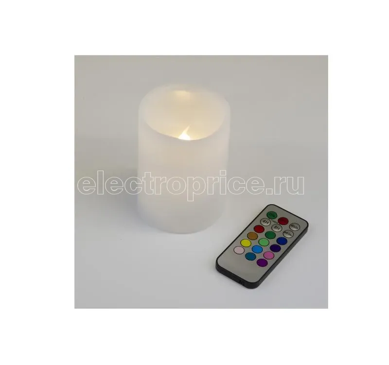 Фото Фигура LED "Свеча" ULD-F052 RGB RC CANDLE на батарейках 2АА (не в/к). 7.5х10 см 1 светодиод. RGB свет пульт ДУ (в/к). Uniel UL-00007258