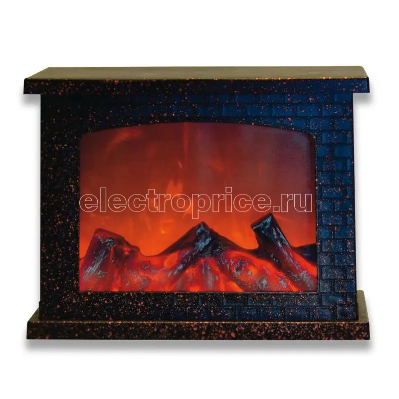 Фото Фонарь LED "Камин" ULD-L2821-005/DNB/RED BROWN FIREPLACE 3АА (не в/к) 28х21см 5 диодов эффект пламени корпус корич. Uniel UL-00007291