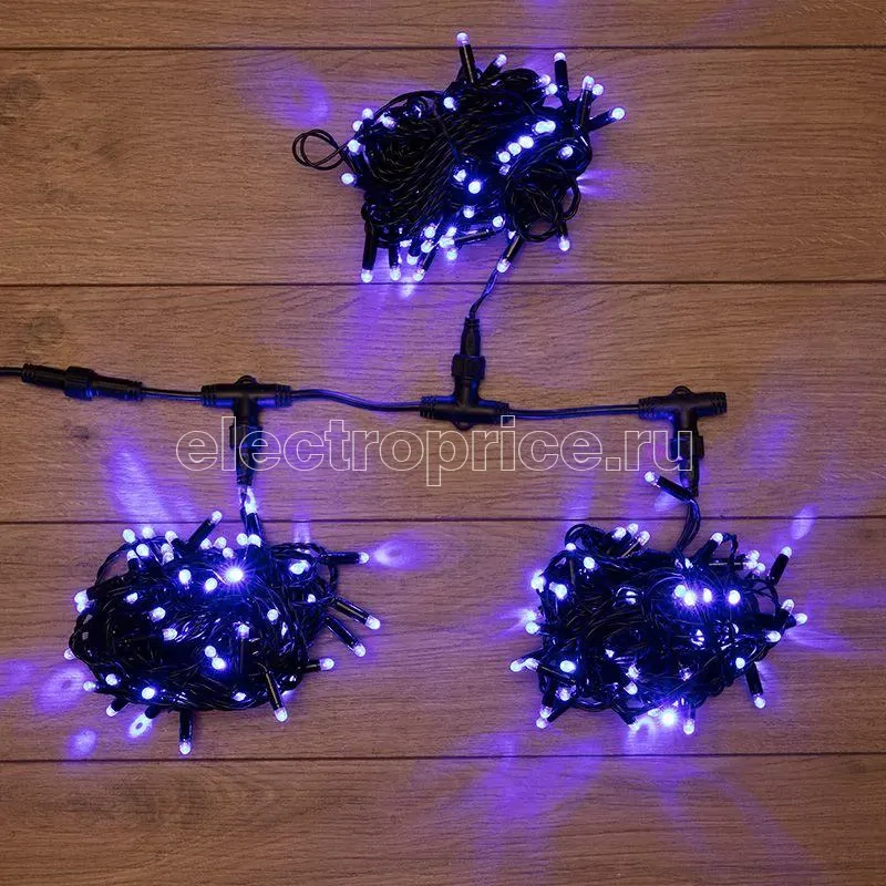 Фото Гирлянда светодиодная "LED ClipLight" 3 нити х10м 198LED син. 12Вт 24В IP65 с трансф. провод ПВХ черн. Neon-Night 323-313