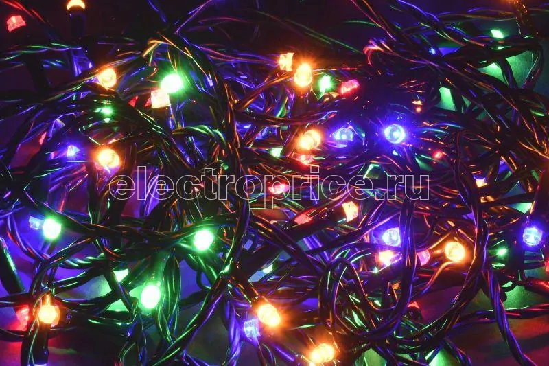 Фото Гирлянда "Нить" 5м 50LED RGB IP20 провод зел. 230В с контроллером 8 режимов IEK LGDB110-3-050-05-G-S-20