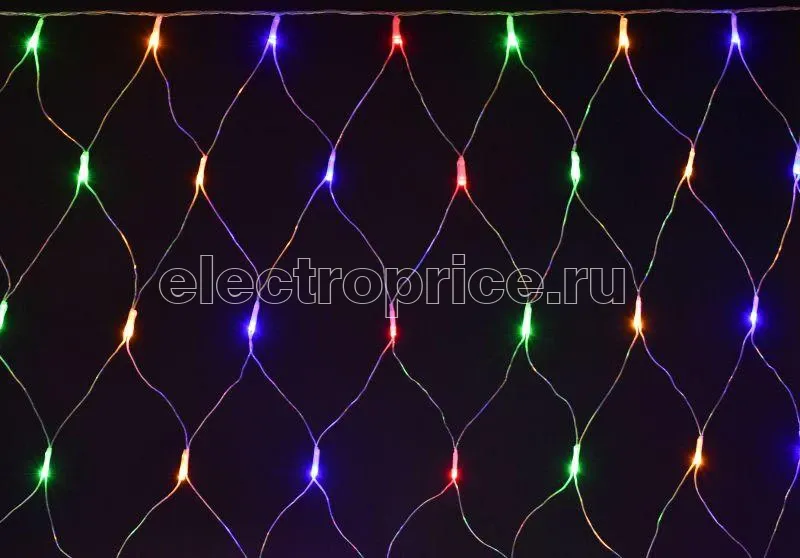 Фото Гирлянда "Сеть" 1.5х1.5м 160LED RGB IP20 провод прозр. 230В с контроллером 8 режимов IEK LGDB410-3-160-L1-T-S-44