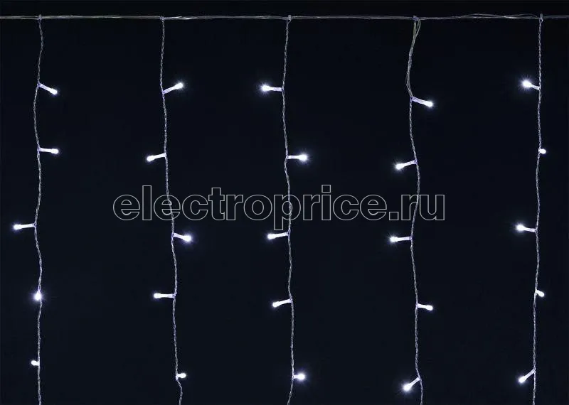 Фото Гирлянда "Бахрома" 4.5х0.7м 200LED бел. IP44 провод прозр. 230В мерцание транзит IEK LGDU321-2-200-L3-T-S-44