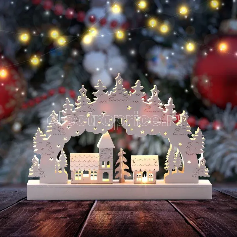 Фото Светильник декоративный новогодний Зима 32х20см IP20 2хAA с подсветкой Эра Б0051929
