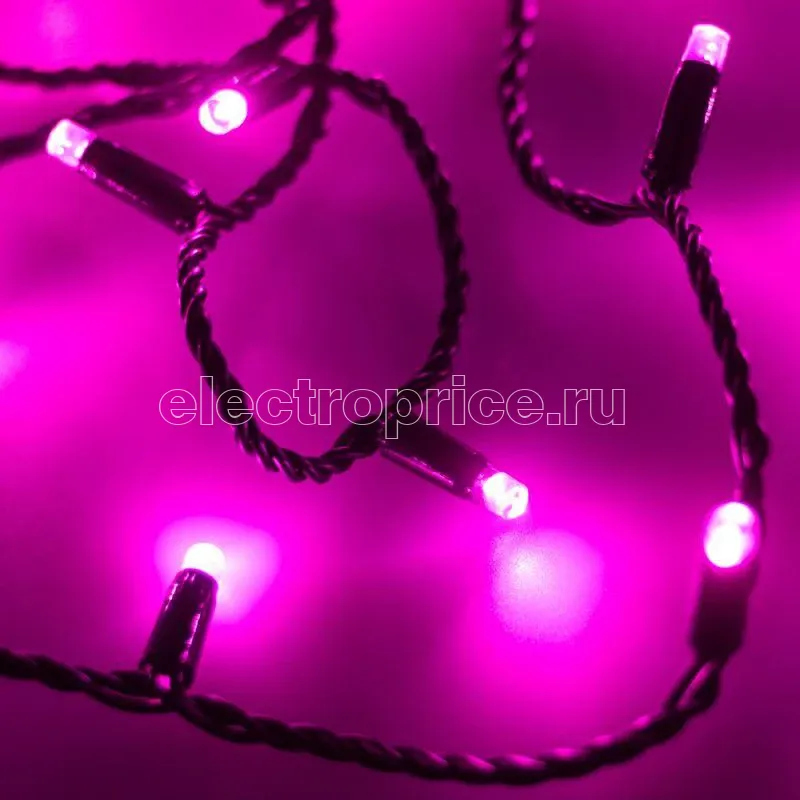 Фото Гирлянда светодиодная ARD-STRING-CLASSIC-10000-BLACK-100LED-FLASH PINK230В 7Вт IP65 Ardecoled 025807