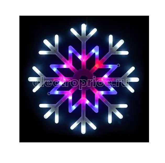 Фото Гирлянда светодиодная "Снежинка" ULD-H4040-048/DTA MULTI IP20 SNOWFLAKE 48led 40х40см красный. синий. белый свет UNIEL UL-00001403