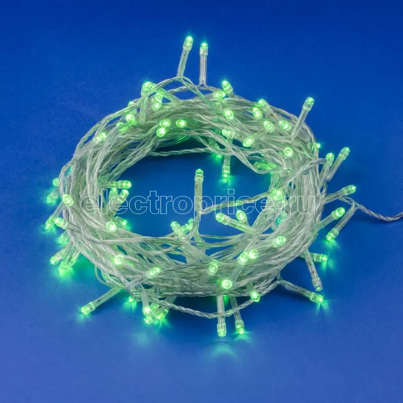 Фото Гирлянда LED ULD-S1000-100/DTA GREEN IP20 10м 100 диодов зел. свет провод прозр. Uniel UL-00007198