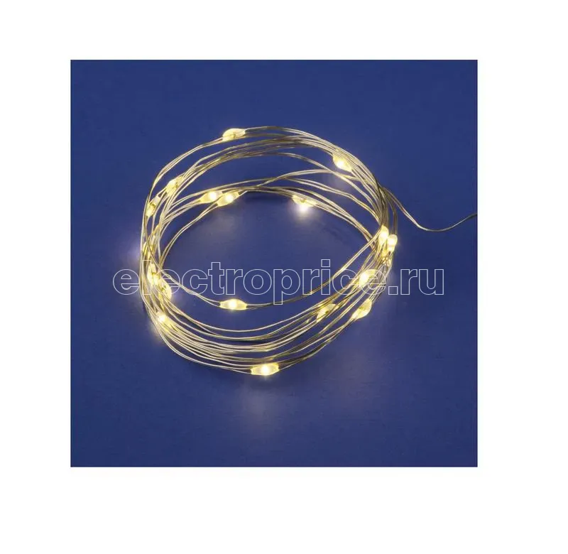 Фото Гирлянда LED на батарейках ULD-S0200-020/SСB/2AA WARM WHITE IP20 DEW 2AA (не в/к) "Роса" 2м 20 диодов тепл.бел. провод медн. Uniel UL-00007183