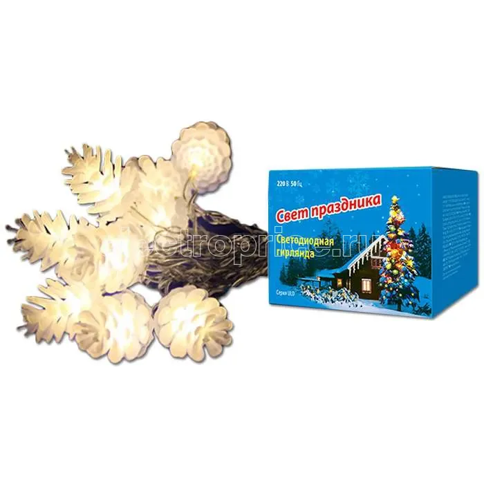 Фото Гирлянда светодиодная «Шишки» ULD-S0280-020/DTA WARM WHITE IP20 PINE CONES 20LED (дл.2.8м) Uniel 9582