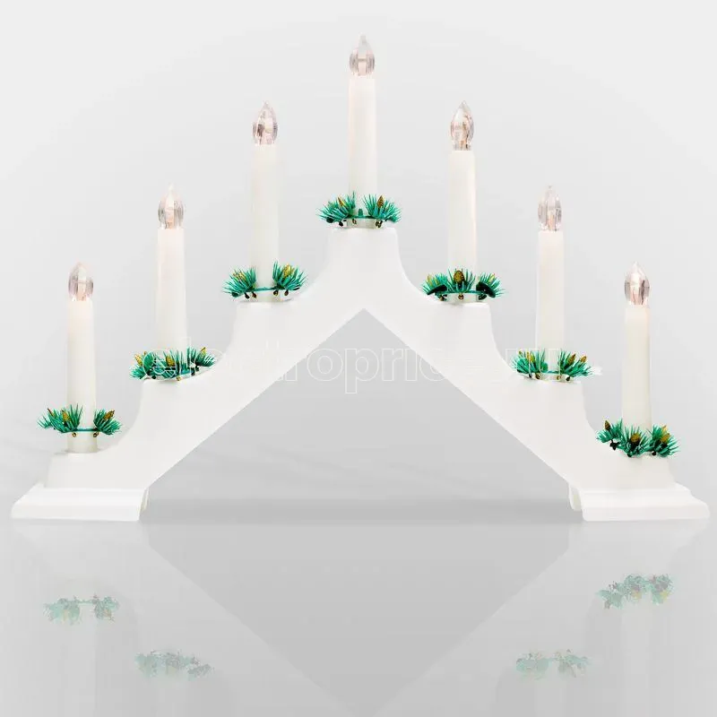 Фото Горка новогодняя 7 свечек (7LED) тепл. бел. 0.5Вт 230В IP20 бел. Neon-Night 501-081