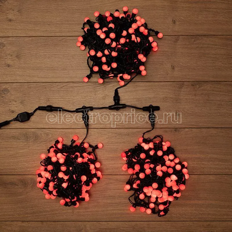 Фото Гирлянда светодиодная "LED ClipLight - Шарики" 3 нити х20м 399LED красн. 40Вт 24В IP65 Neon-Night 323-612