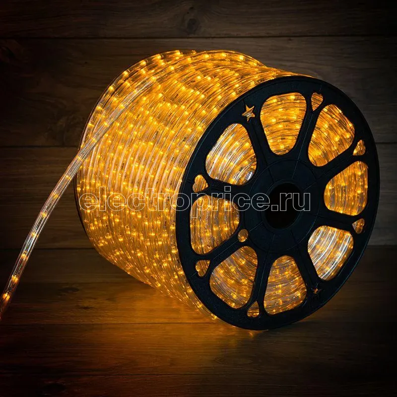 Фото Шнур светодиодный Дюралайт фиксинг 2Вт 24LED/м Эконом желт. (уп.100м) Neon-Night 121-121-4