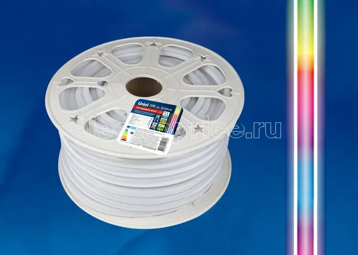 Фото Лента светодиодная ULS-N22-5050-80LED/m-8mm-IP67-220V-10W/m-50M-RGB NEON 80LED/м RGB 10Вт/м IP67 220 8мм гибкая герметичная (уп.50м) Uniel UL-00005581