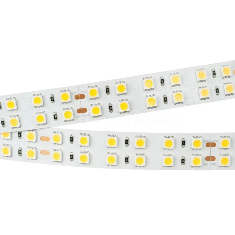 Фото Лента светодиодная RT 2-5000 24V Warm 3000К 2х2(5060 720 LED LUX) 34.4Вт/м IP20 (уп.5м) Arlight 025273(1)