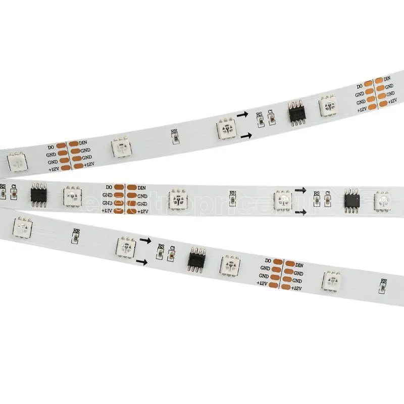 Фото Лента светодиодная SPI-5000-AM 12V RGB 5060 150 LEDх3 1804 IP20 открыт. (уп.5м) Arlight 021227