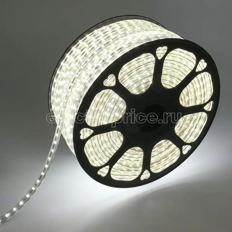 Фото Лента светодиодная SMD3528 10х7мм 60LED/м 4.8Вт/м 220В IP67 бел. (уп.100м) NEON-NIGHT 142-605