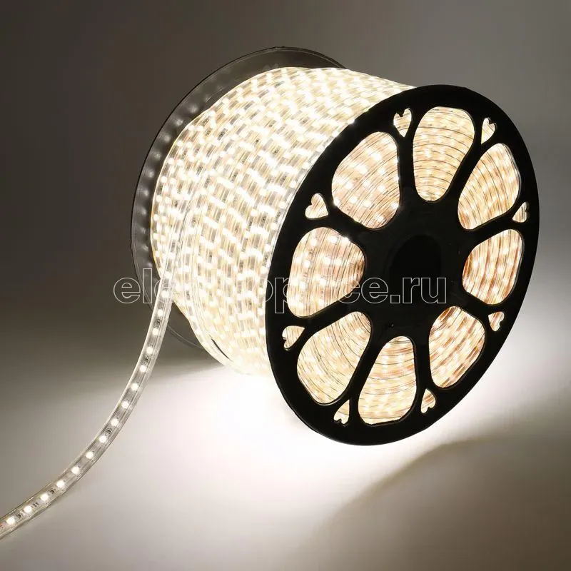 Фото Лента светодиодная SMD5050 13х8мм 60LED/м 14.4Вт/м 220В IP67 бел. (уп.100м) NEON-NIGHT 142-105