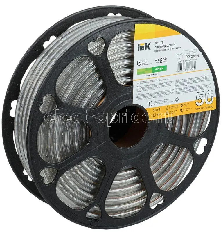 Фото Лента светодиодная LED LSR-2835G60-4.8-IP67-220В (уп.50м) IEK LSR3-5-060-67-0-50