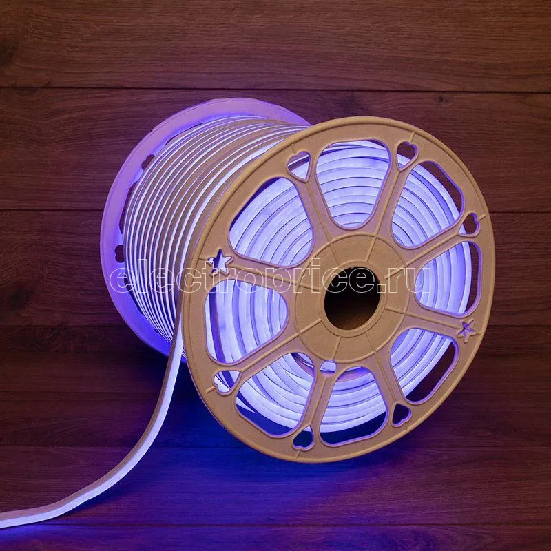 Фото Шнур светодиодный гибкий неон LED SMD 8х16мм 120LED/м двустор. син. (уп.100м) Neon-Night 131-093