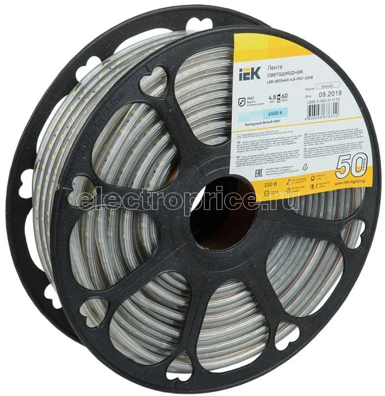 Фото Лента светодиодная LED LSR-2835W60-4.8-IP67-220В (уп.50м) IEK LSR3-2-060-67-0-50