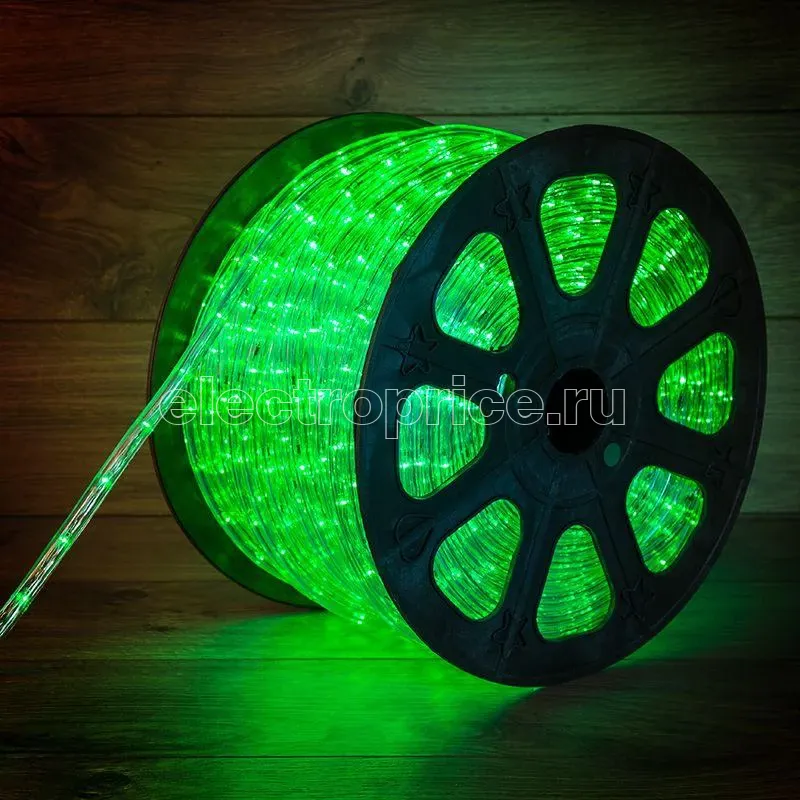 Фото Шнур светодиодный Дюралайт фиксинг 2Вт 24LED/м Эконом зел. (уп.100м) Neon-Night 121-124-4