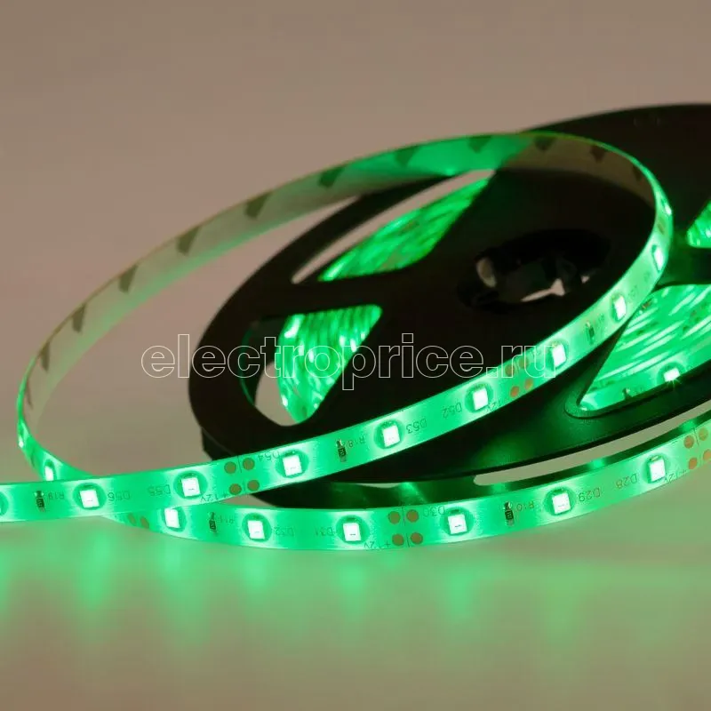 Фото Лента светодиодная SMD3528 4.8Вт/м 60LED/м 12В IP65 зел. (уп.5м) Lamper 141-354