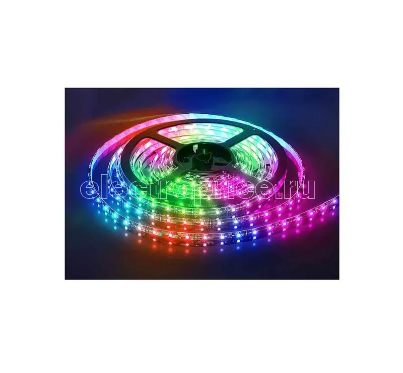 Фото Лента светодиодная ULS-5050-60LED/m-10mm-IP20-DC24V-14.4W/m-5M-RGB 60LED/м мультиколор 14.4Вт/м IP20 24В DC 10мм угол излучения 120град. гибкая на самоклеящейся основе герметичн. упак. (уп.5м) Uniel 04932